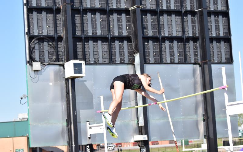 Macy Moore will be looking for a region championship and to advance to the state sectionals in pole vault Saturday at the 8AA meet in Carnesville. (Photos by Scoggins)
