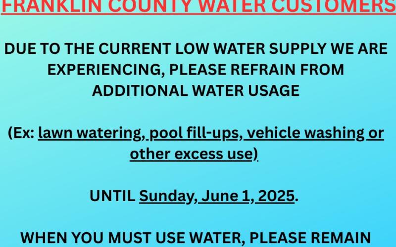 Shortages in the supply to the Franklin County water system led to a request Monday for customers to conserve water.