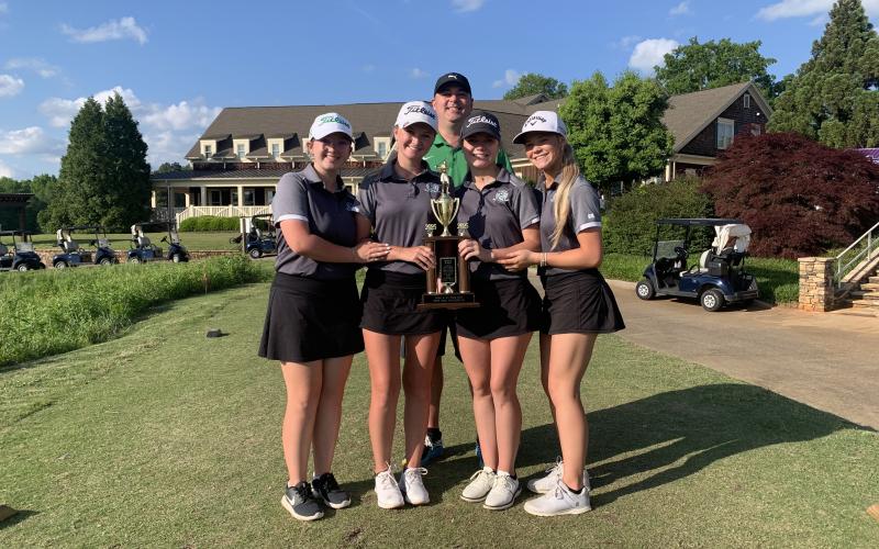 The Franklin County Lady Lions (pictured with their runner-up trophy in the area tournament) placed fifth in the Class AA State Golf Championship, which finished Tuesday at Maple Ridge Golf Club in Columbus.