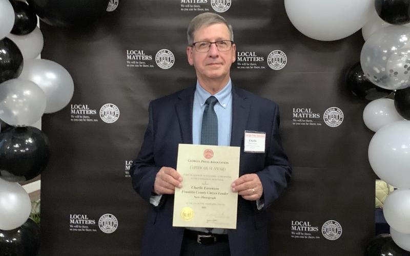 Franklin County Citizen Leader Staff Writer Charlie Eavenson won first place for News Photograph and second place for serious column in the Georgia Press Association’s Better Newspaper Contest.