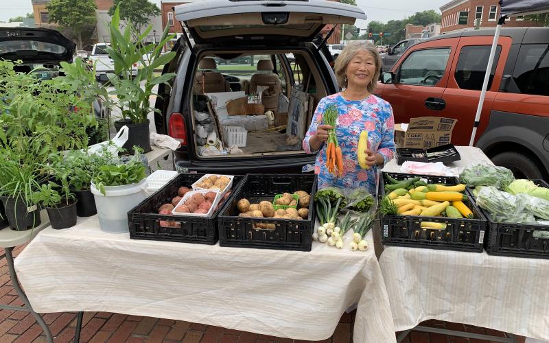 May Workman was one of seven vendors at the Lavonia Farmers Market Wednesday morning.