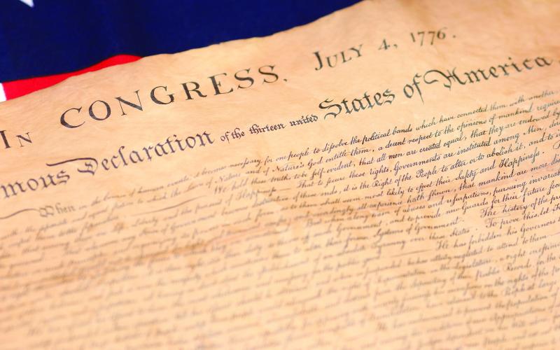 The Declaration of Independence signed July 4, 1776