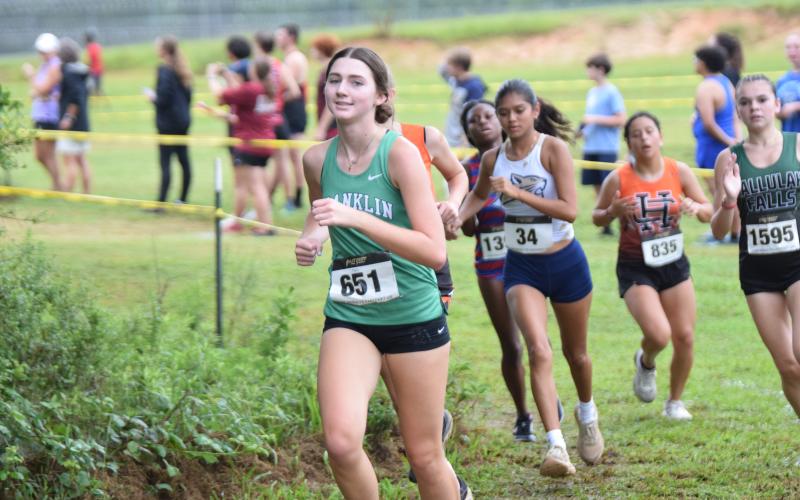 Among the leaders for Franklin County cross-country this year is sophomore Savannah Jackson.