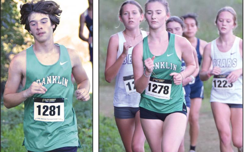 Lion Connor Borum (left) and Lady Lion Mia Patterson (right) will be counted on as scorers Saturday as Franklin County’s cross-country teams seek to qualify in the State Sectional Meet in Commerce.