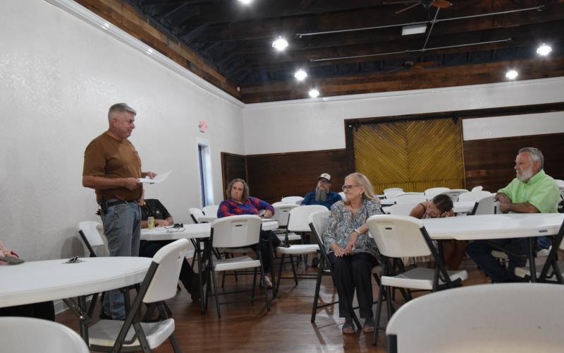 Royston Council candidate Bob Adamson spoke Thursday during a political forum in Royston.