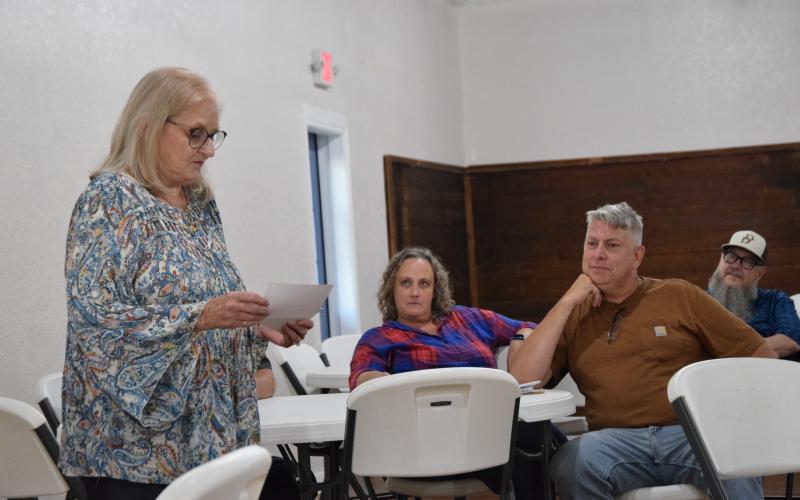 Canon Council candidate Mary Dowell (right) spoke Thursday during a political forum in Royston.