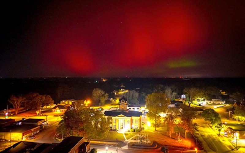 Brandon Negron of Greyroom Industry took this drone shot of the Northern Lights, also known as the aurora borealis, in the sky over Carnesville Tuesday night.