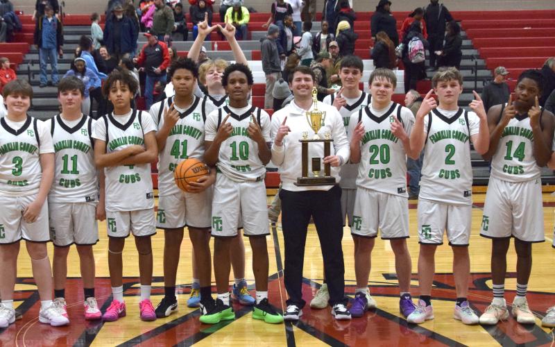 The Franklin County Middle School eighth grade Cubs won the NEGIAA region championship Thursday with a victory over Stephens County at Madison County Middle School in Comer. The victory capped off an undefeated season for the Cubs. (Photo by Shane Scoggins)
