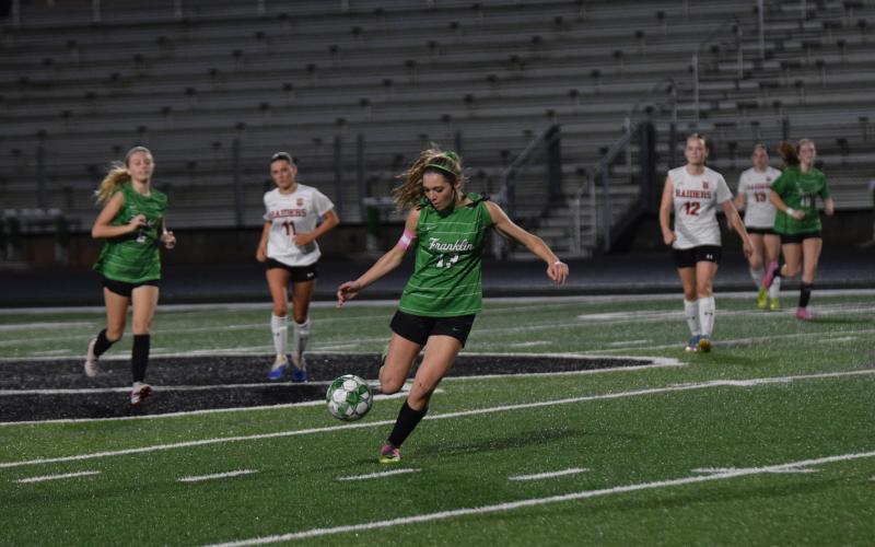 Myla Stratton (left) led Franklin County in a game Friday against Madison County at FCHS.