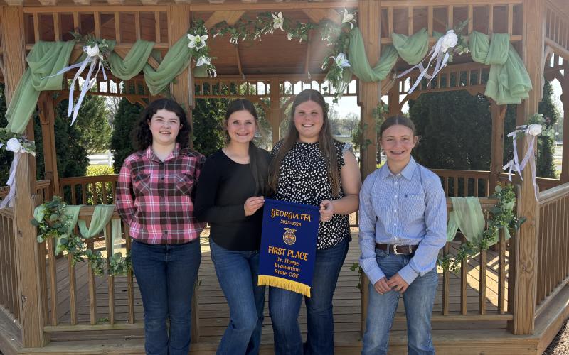 Members of the state championship-winning FCMS FFA Horse Judging Team are Jossalynn Hendrix, Emma Hollie, Raelyn Bland and Piper Moorhead.