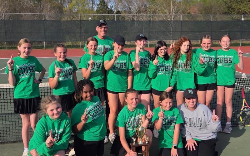 The FCMS Lady Racquet Cubs defeated top seed Hart County to win the region tennis championship. (Photo courtesy of FCMS Tennis)