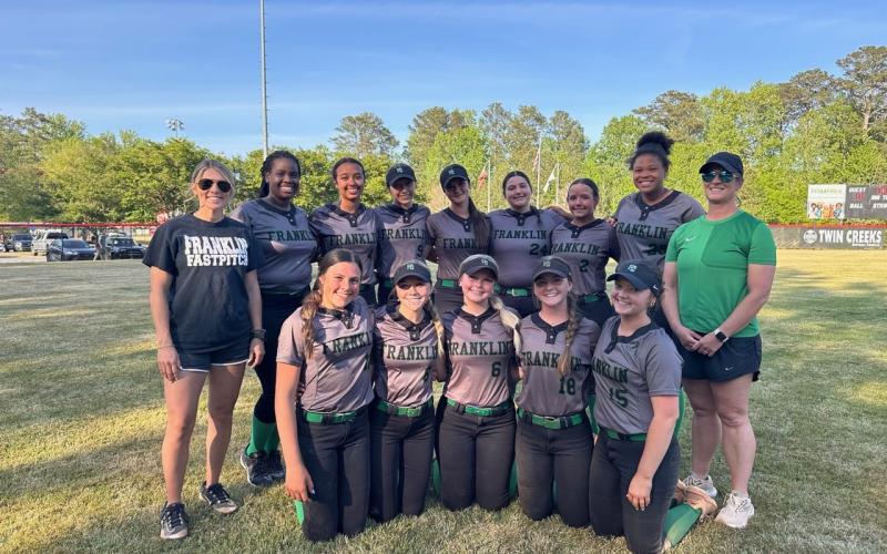 Members of the Franklin County Lady Lion slow-pitch softball team are seniors Keely Emmons and Hayden McGee; juniors Cheyenne Bennett, Willow Morgan, Ella Kinder and Gabby Forester; sophomores Hannah Horne, Rylee Gibson, Asia Cunningham and Bella Burgess; and freshmen Brailey Randall, Baylor King and Kiko Niccum. The team is coached by Cherokee Bell and Kendsey Chappelear.