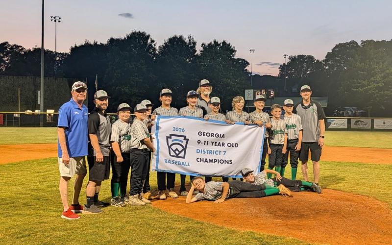 Members of the team are Deegan Anglin, Davis Dutton, Emmett Delozier, Bryce Finger, Nolan Foster, Hudson Griffin, Bennett Grizzle, Drew Hall, Matthew Kennedy, Grayson Cole, Logan Taylor and Chance Thornton. (Photo courtesy of Franklin County Little League)