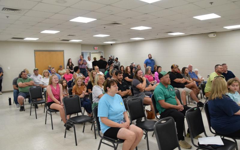 A room full of people attended Monday night’s rec board meeting.