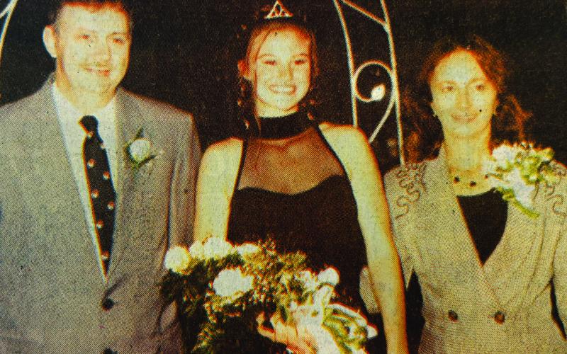 Mia now shares the crown with her mother, who was crowned FCHS’ Homecoming Queen in 1997 (right photo). On her big day, Sabrina was escorted by her parents Anthony and Debra Hart.