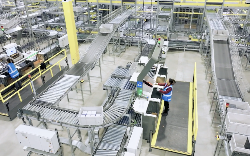 A screenshot from a Walmart promotional video shows the inside of the company’s next-generation fulfillment centers that combine the work of employees, robotics and automated shipping technology to move packages to customers. Walmart announced last week that a new next-generation fulfillment center will be built in Franklin County and employ 1,000 workers. (Source walmart.com)
