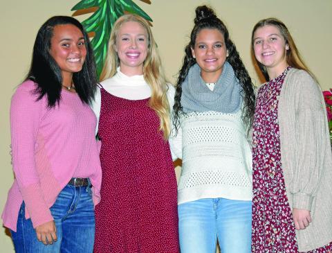 Members of the state champion Franklin County Lady Lions named to All-State teams are (left photo, from left) Jayden Gailey, named State Player of the Year by both the Georgia Athletic Coaches Association (GACA) and the Georgia Dugout Club; Jaden Cheek, second-team All-State by the GACA; Peyton Rivers, first-team All State by the GACA; and Ellee Varner, second-team All-State by the GACA.