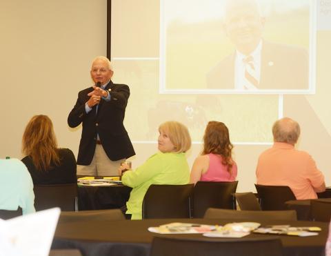 Georgia Secretary of Agriculture Gary Black talks to a group of business owners and local tourism officials during a meeting Tuesday in Hartwell. (Photo courtesy of The Hartwell Sun)
