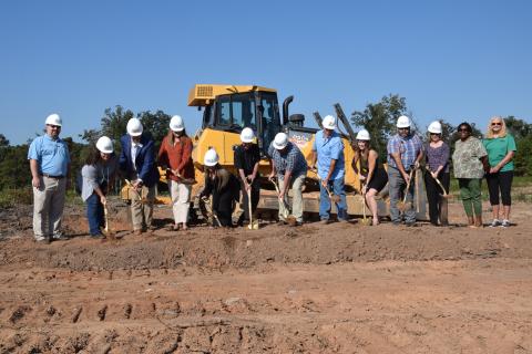 Pedro Galvin, owner of the planned Kool Farm plant to be built in the Central Franklin Industrial Park, broke ground Friday and was joined by officials from the state of Georgia, city of Carnesville, Franklin County and Industrial Building Authority. (Photo by Scoggins)