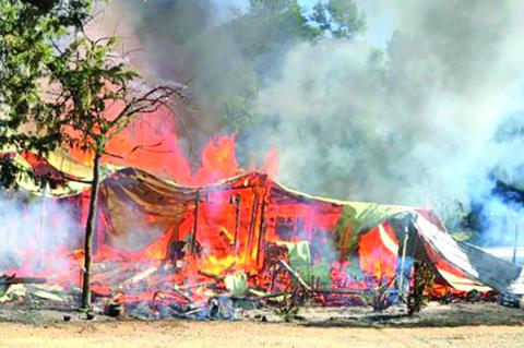 The Lake House Tavern burns Saturday morning on Rock Springs Road.