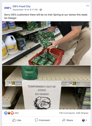 This Facebook post by Dill’s Food City brought nationwide media coverage to Franklin County and Royston last week ahead of the football game in Athens between the Georgia Bulldogs and Notre Dame Fighting Irish.