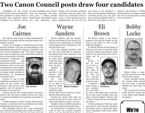 The candidates for Canon City Council provided information about themselves and their views prior to Tuesday's election.