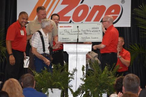 AutoZone in Lavonia recently donated $5,000 to the Lavonia Food Pantry. The pantry is a part of River of Life Restoration Ministries, which also organizes the Brighter Holidays fund.