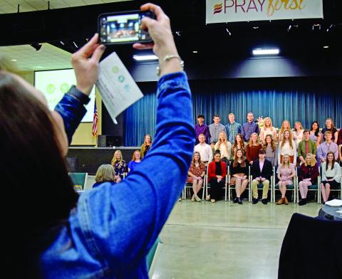 The honor graduates for the Franklin County High School Class of 2020 posed for photos after being honored Friday at the annual Franklin County Chamber of Commerce Honors Breakfast. (Photo by Scoggins)