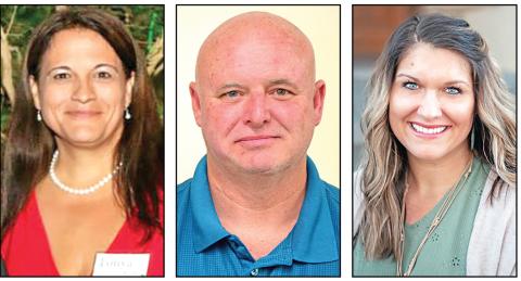 Tonya Bridges (left), Nick Fowler (center) and Heather Vaughn Hill (right) are all running to become Franklin County's next Clerk of Superior Court.