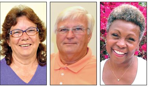 Sheila Baker (left), incumbent Robert Franklin (center) and Doris Warwick (right) are running for the District 1 seat on the Franklin County Board of Commissioners in the June 9 Republican primary.