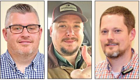 Britt Ginn (left), Christopher Roach (center) and Jason Macomson (right) are running for chairman of the Franklin County Board of Commissioners.