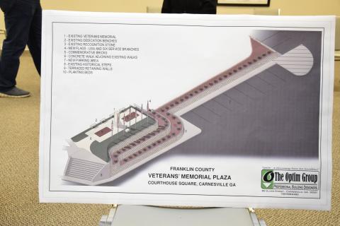 Franklin County Commissioners voted to proceed with a plan for a Veterans’ Memorial Plaza on the Courthouse Square in Carnesville.