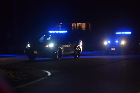Law enforcement officers blocked off High Road in Carnesville Tuesday after a man threatened to blow up his home. The man was later injured when he did set off an explosion.