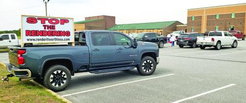 About 200 people attended a meeting Sunday at Franklin County High School to oppose a proposed Pilgrim’s Pride pet food ingredient plant near Carnesville. (Photos by Scoggins)