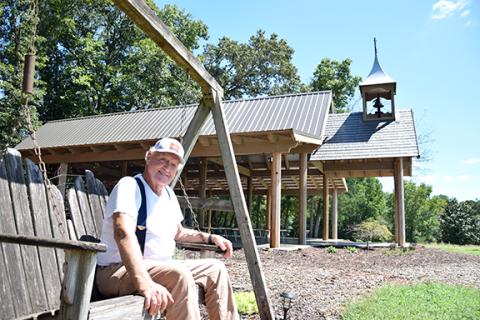 George Coker’s dream of building a chapel on his farm has finally come true. It sits on a beloved spot for the family, and the swing is where he proposed to his wife. (Photos by Sinclair)