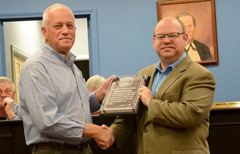 City Manager Ed Andrews was honored by the City of Royston on his pending retirement Dec. 31. (Photo by Scoggins)