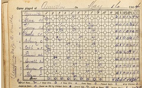 A 1904 home scorebook for the Anniston, Ala., Noblemen, with some of the first professional baseball games in Ty Cobb's career, will be on display at the Ty Cobb Museum in Royston beginning Dec. 18.