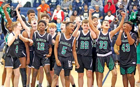 The Franklin County Middle School seventh grade Cubs basketball team won the NEGIAA region championship Saturday at Elbert County Middle School. The Cubs, the No. 2 seed going into the tournament, defeated Hart County 53-51 in overtime to claim the title. (Photo by Rose Scoggins)