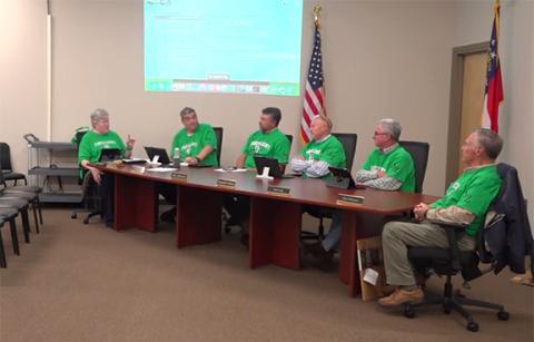 Chair Robin Cato asks how many surrounding counties have moratoriums on developments during Tuesday's Franklin County Board of Education meeting.