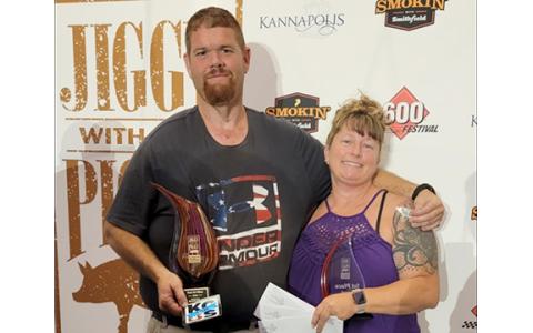 Adam and Taunya Dawkins won big a the Jiggy with the Piggy Festival in Kannapolis, N.C. Adam’s Bad Rooster BBQ took first place for pork in the barbecue competition, while Taunya’s roasted peach walnut cheesecake won first in taste in the dessert judging.
