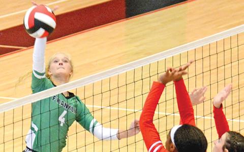 Jordis Haselden spikes a ball in action against Stephens County last season.