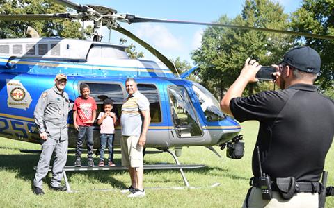 The Georgia State Patrol will again bring its helicopter to Faith and Blue Weekend so that children and adults can get a close-up look.