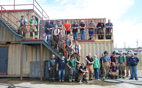 Firefighters from a number of Franklin County and neighboring departments conducted live burn training Saturday at the Lavonia Fire Department Training Center. (Photo by Scoggins)