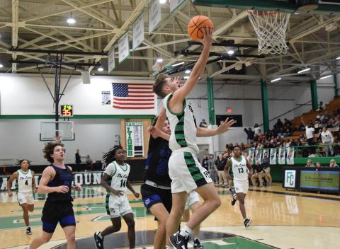 Jachin Frazier lays the ball into the basket Tuesday against Banks County. (Photos by Scoggins)