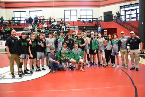 The Franklin County Lion wrestling team won fourth place in the state’s Class AAA duals championship Saturday in Toccoa. (Photo by Scoggins)