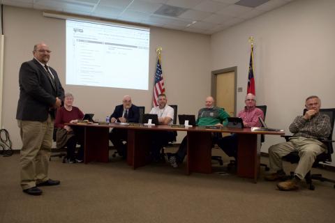 The new Assistant Superintendent of Operations Carl Dekker, who began the job Monday, introduced to the Board of Education at their Monday night meeting. “I am excited to be here in Franklin County,” Dekker told the board (Photo by Raese).