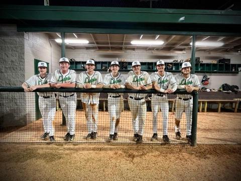 Franklin County’s loss in the Elite Eight ended the high school careers of seniors (from left) Andrew Miller Isaiah Laverdiere, Ryder Emmons, Rylan Tamplin, Duncan Beasley, Garrett Garner and Dee Oliver. (Photo courtesy of Christie Dodd)