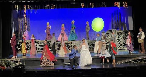 The cast of “Into the Woods” will present the Tony Award-winning musical take on famous Fairy Tales tonight through Monday at the Telford Center for the Fine and Performing Arts at Franklin County High School. (Photo courtesy of Charity Henry)