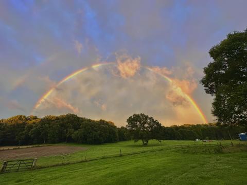 Ashley Rose Dodd snapped this photo of a rainbow from the porch of her home in Martin Sunday around 8:30 p.m. after strong storms blew through Northeast Georgia. Franklin County was spared any major damage, but the rainbows spawned many beautiful photos posted on local Facebook accounts.