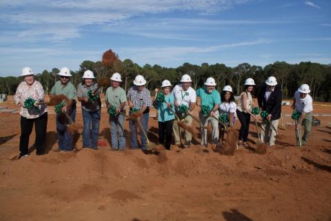 Members of the Franklin County Board of Education, school system administrators and contractors officially break ground Monday on the new South Franklin Elementary School. (Photos by Raese)